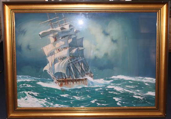 Kenneth Denton Shoesmith (1890-1939) Clipper at sea 26 x 38.5in.